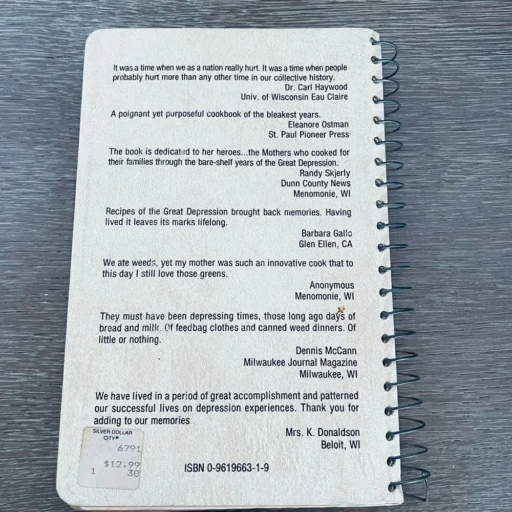 Stories and Recipes of the Great Depression of the 1930s Vintage Cookbook